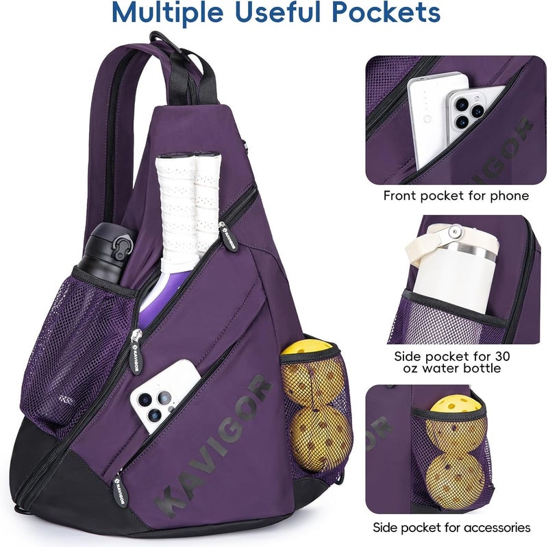 KAVIGOR 2025 Pickleball Sling Bag, Convertible Ultra-Light Backpack with Skin-Soft Fabric & Wet/Dry Pocket, Fits 4 Paddles + Gear - Image 3